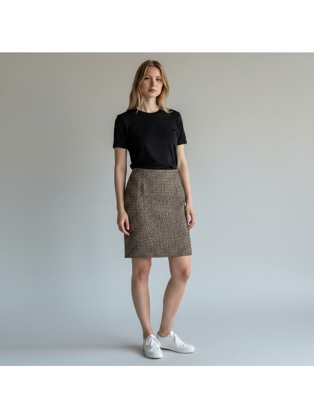 Vintage J.G. Hook Tweed Pencil Skirt Green Purple Textured Size 14